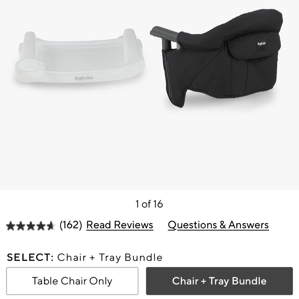 Inglesina Black Clip-On High Chair with Tray